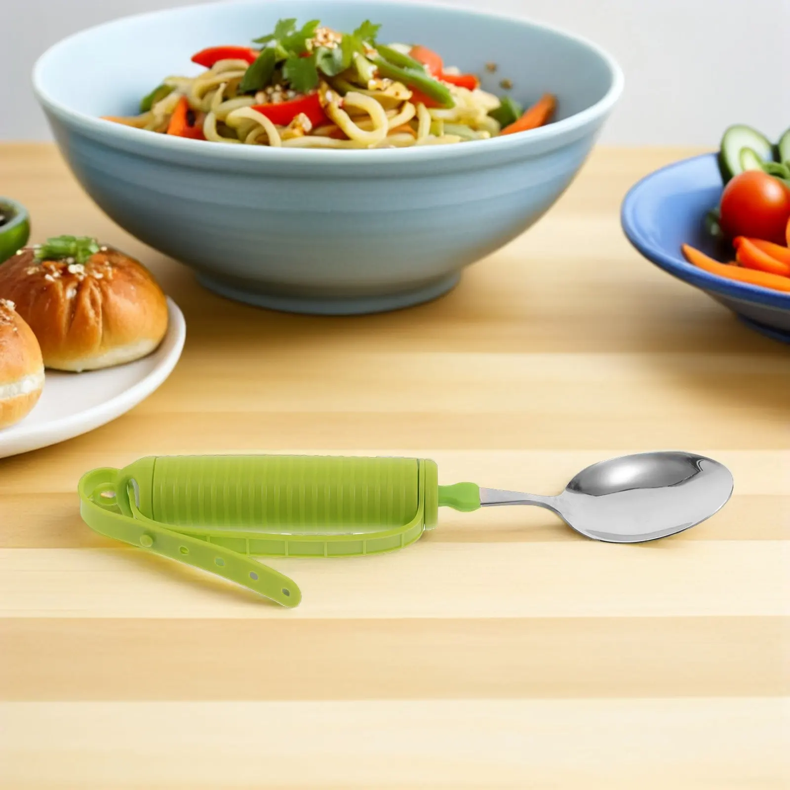 Adaptive Eating Utensils Silicone Handle Stainless Steel Spoon Anti-Shake Cutlery for Elderly Disabled Hand Tremor Assistance