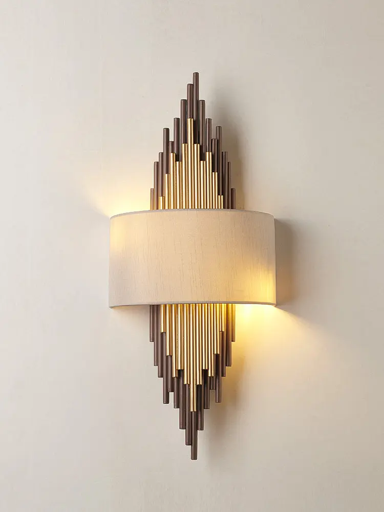 Modern Long metal pipe Wall Lamp for Parlor Villa Hotel project deco Luxury Dining Room Bedroom Fabric G9 LED Wall Light fixture