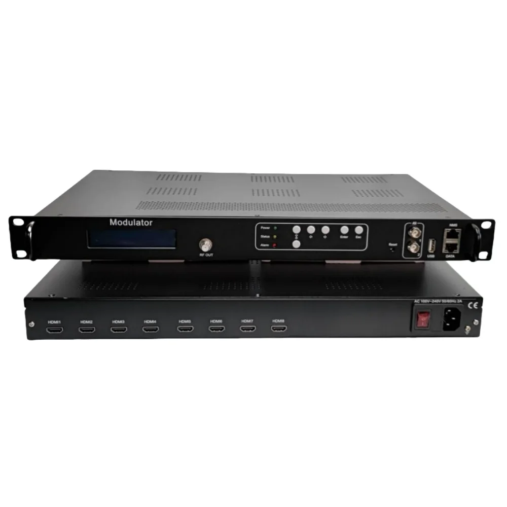 MPEG-4 multiplexante, 4/8 canales, HD, MI, Entrada IP, DVBT, salida ASI, UDP y RTP, codificador IP, MODULADOR