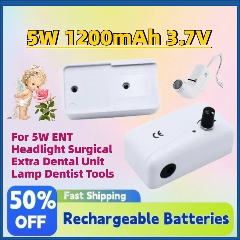 

New 1200mAh 3.7V Oral Dentistry Headlamp Accessories Battery for 5W ENT Headlight Surgical Extra Dental Unit Lamp Dentist