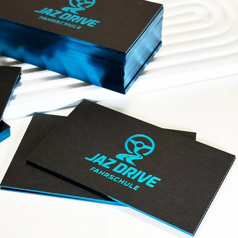 

Визитные карточки на заказ, 3D черные карты, горячее тиснение, тисненый логотип, синяя золотая фольга, серебристый тисненый логотип с логотипом, 200 шт.