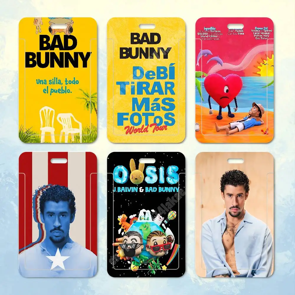 B-Bad B-Bunny DTMF Debi Tirar Mas Fotos Plastic Card Holder Worker ID Card Clear Transparent Employee Visitor Pass