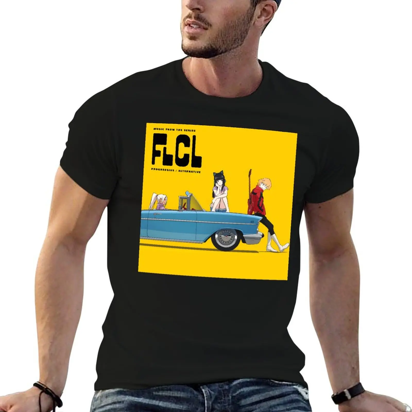 FLCL Progressive album meme T-Shirt Novelty Print Casual Tee Shirt