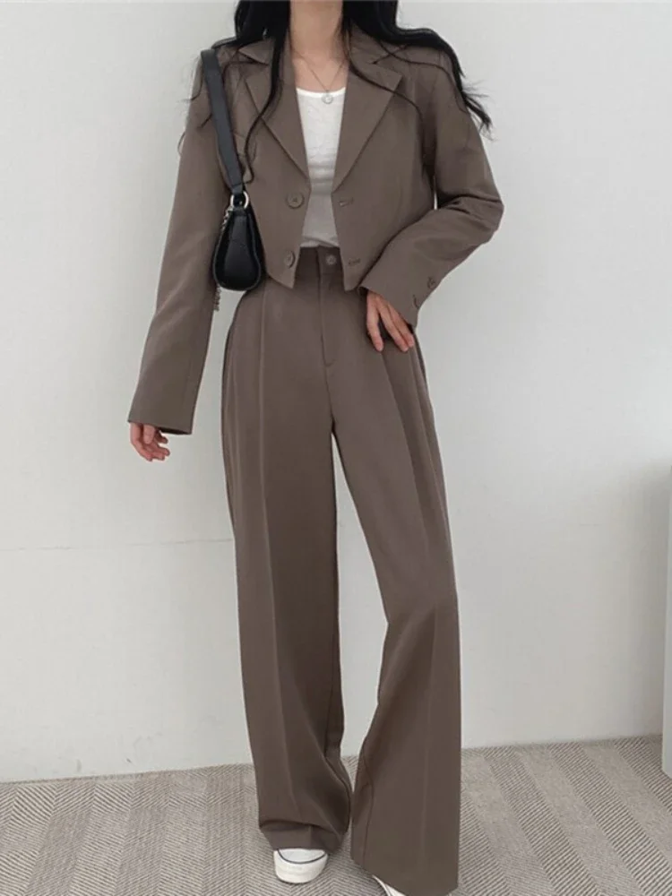 Blazer Suits Long Sleeve Fashion Coat Black High Waisted Pants Two Piece Sets Women Outifits 2023 Fall Office Lady Pants Korean