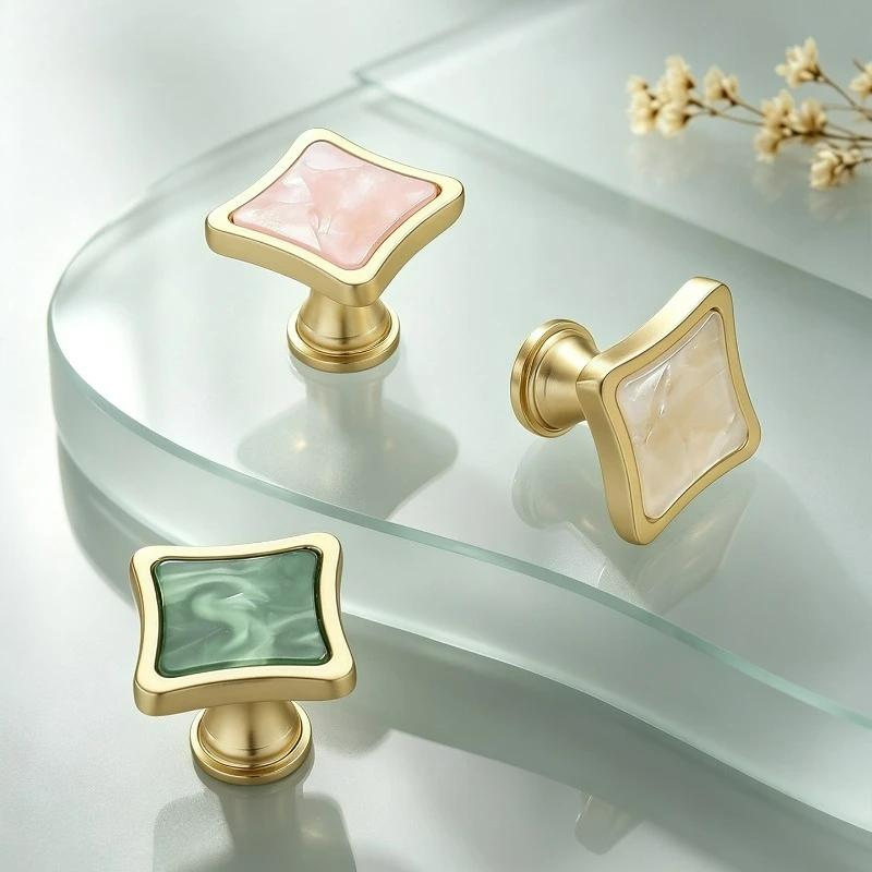 French Style Light Luxury Colored Square Cabinet Door Single Hole Handle Nordic Style Household Hardware Small Handle