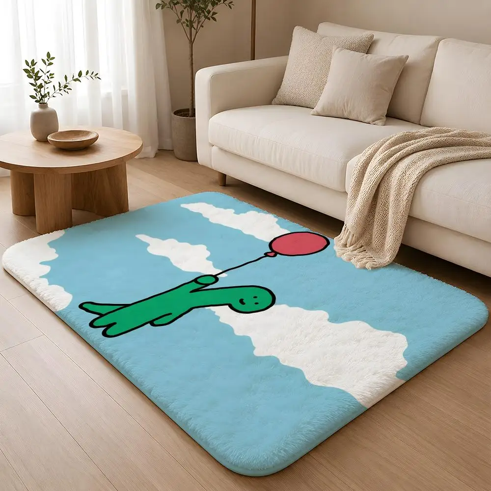 Joguman Korean Ins Dinosaur Floor Mat Flannel Rug Non Slip Absorbent Soft Washable For Entryway Hallway Bathroom Kitchen Decor