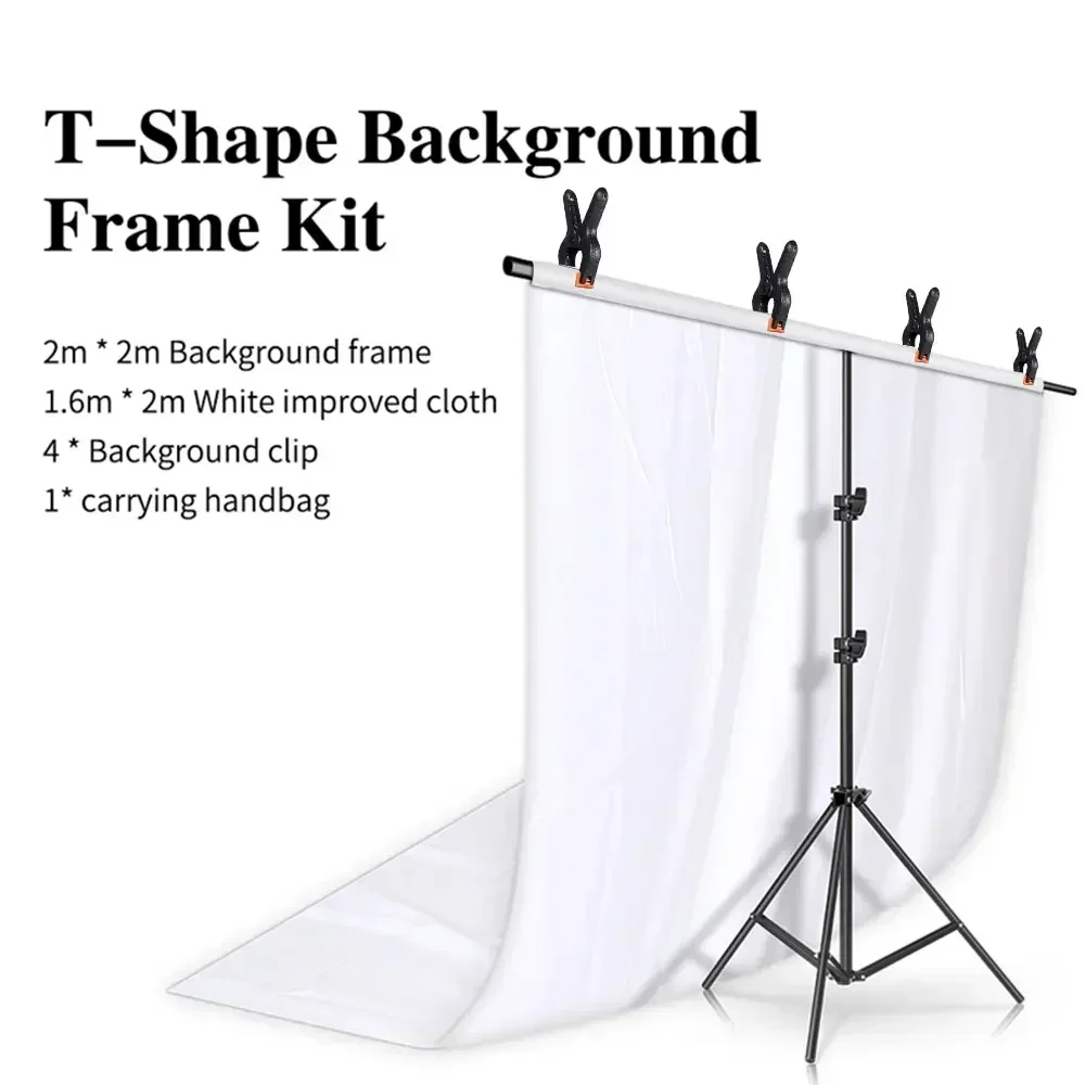 T-förmiger Hintergrundständer 2x2m für Fotografie, Verstellbares Stützsystem für Fotostudio, Geeignet für Vlies- und Musselin-Hintergründe