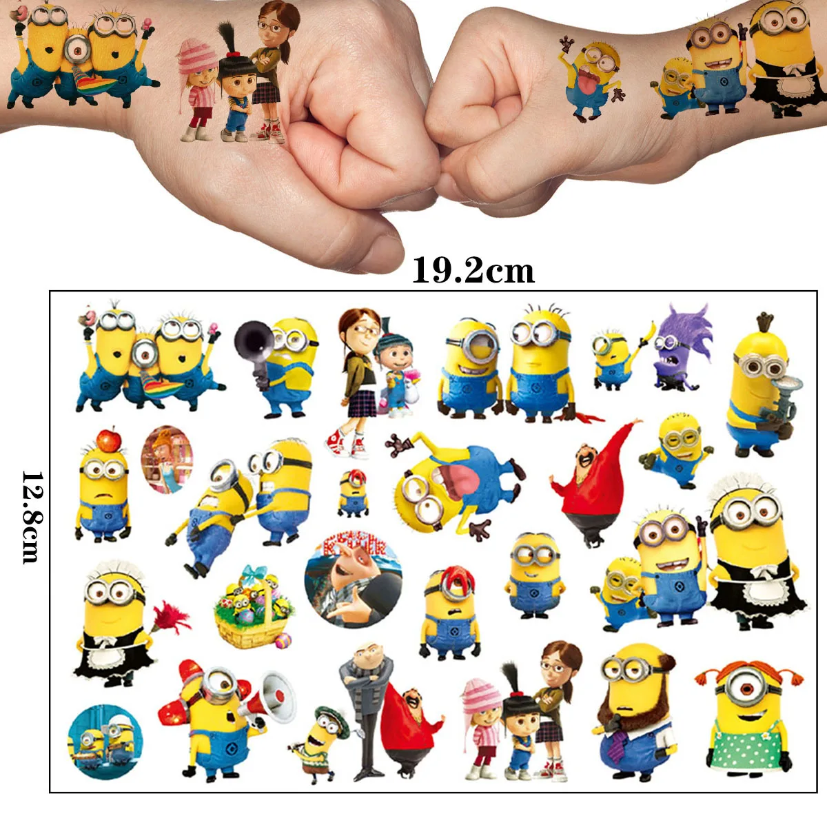 1Pcs Cartoon Anime Minions Temporary Tattoo Sticker Body Art Tattoo Stickers Cosplay Party Toys For Kids Birthday Gifts