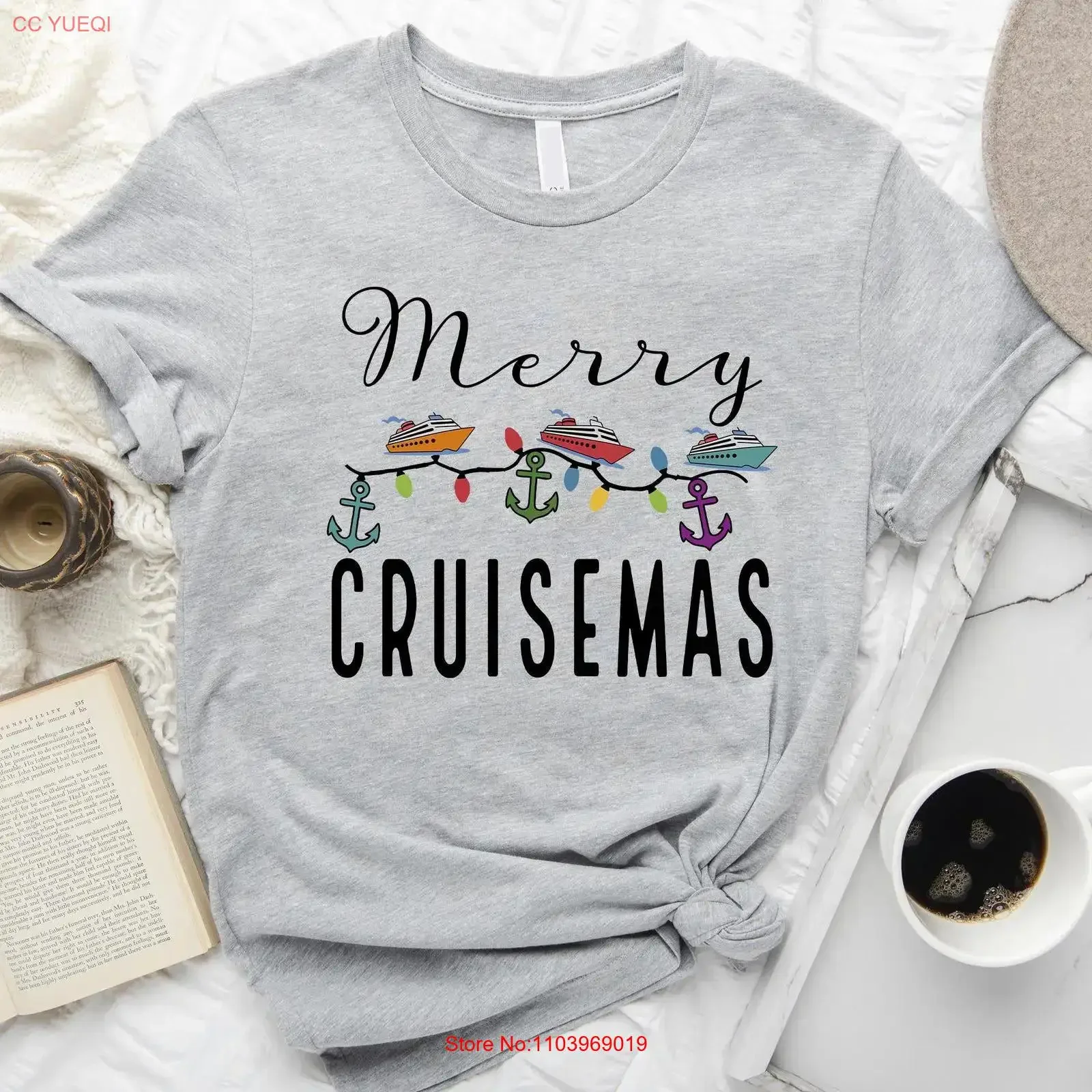 T-shirt Merry Cruisemas pour la famille, motif vintage lavé, tendance, pour tous les jours, unisexe, décontracté, graphique, extensible