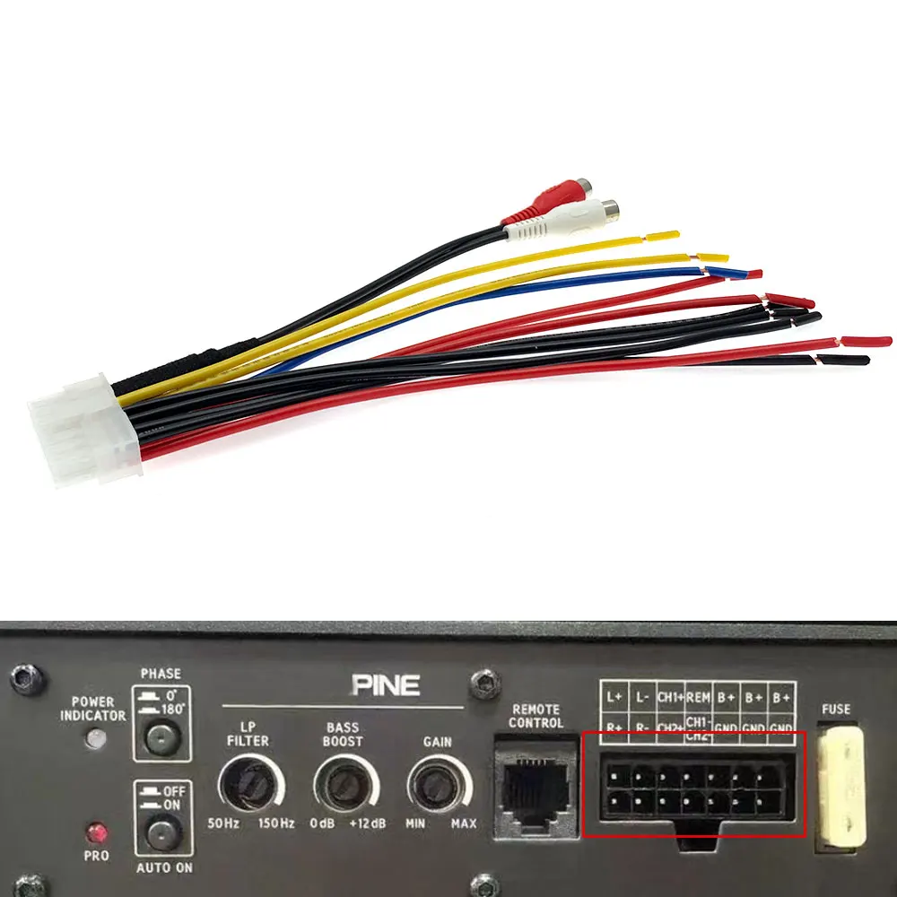 Cable de alimentación para amplificador de radio de coche de 14 pines, cable de salida RCA para subwoofer, compatible con Alpine-PWE M770 PWE 7700E EL