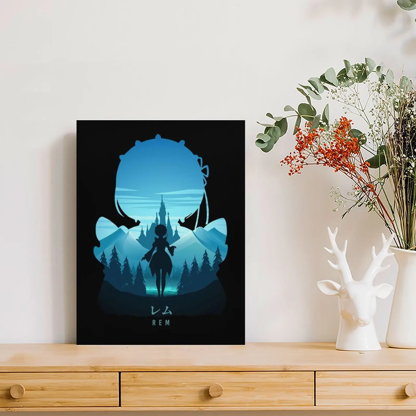 Rem Re Zero Canvas Painting Party Party Plates Cave Wall Cave Framed Wall Paintings - view 3
