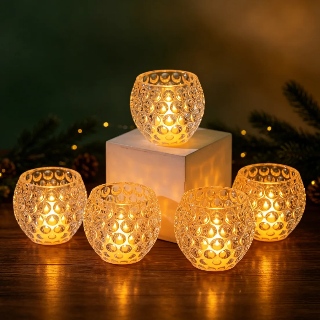Crystal Honeycomb LED Electronic Candle Lamp Christmas Halloween Home Decor Night Light Festival Atmosphere Ornament