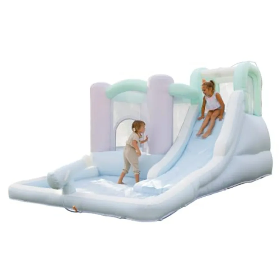 

Bounceland Splash Zone Dream Wet or Dry Bounce House 11.5ftL x 9ftW x 6ftH Pastel Color Spacious Bounce Area Splash Pool Climbi