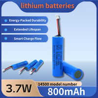 14500 3.7V 800mAh rechargeable Li-ion battery with intelligent protection board, high safety, suitable for camera/e-cigarette