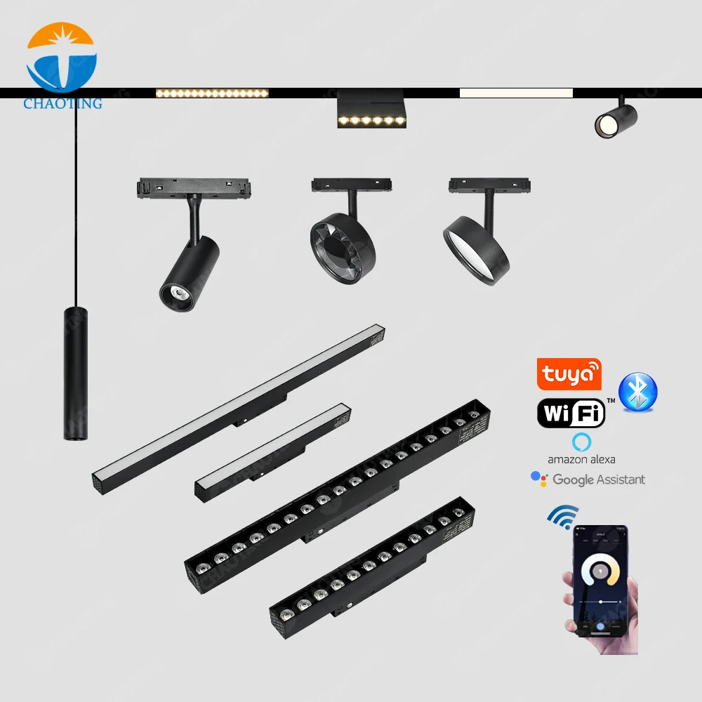 2020 تصميم جديد فريد Led 48 فولت أضواء المسارات المغناطيسية 360 درجة قابل للتعديل السكك الحديدية الأضواء سهلة التركيب Led Cob أضواء المسارات #1