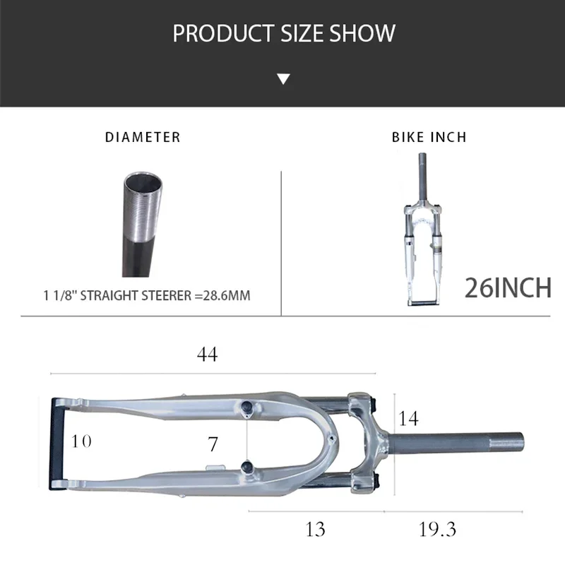 V Brake Bicycle Front Fork 20 Inch Mtb Silver Aluminum Alloy  Shock Absorption Mtb Suspension Fork Bicycle Accessories