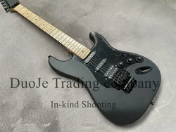 Matte black electric guitar Tremolo Bridge SSH pickup Black guard 6-string guitar Maple neck basswood body