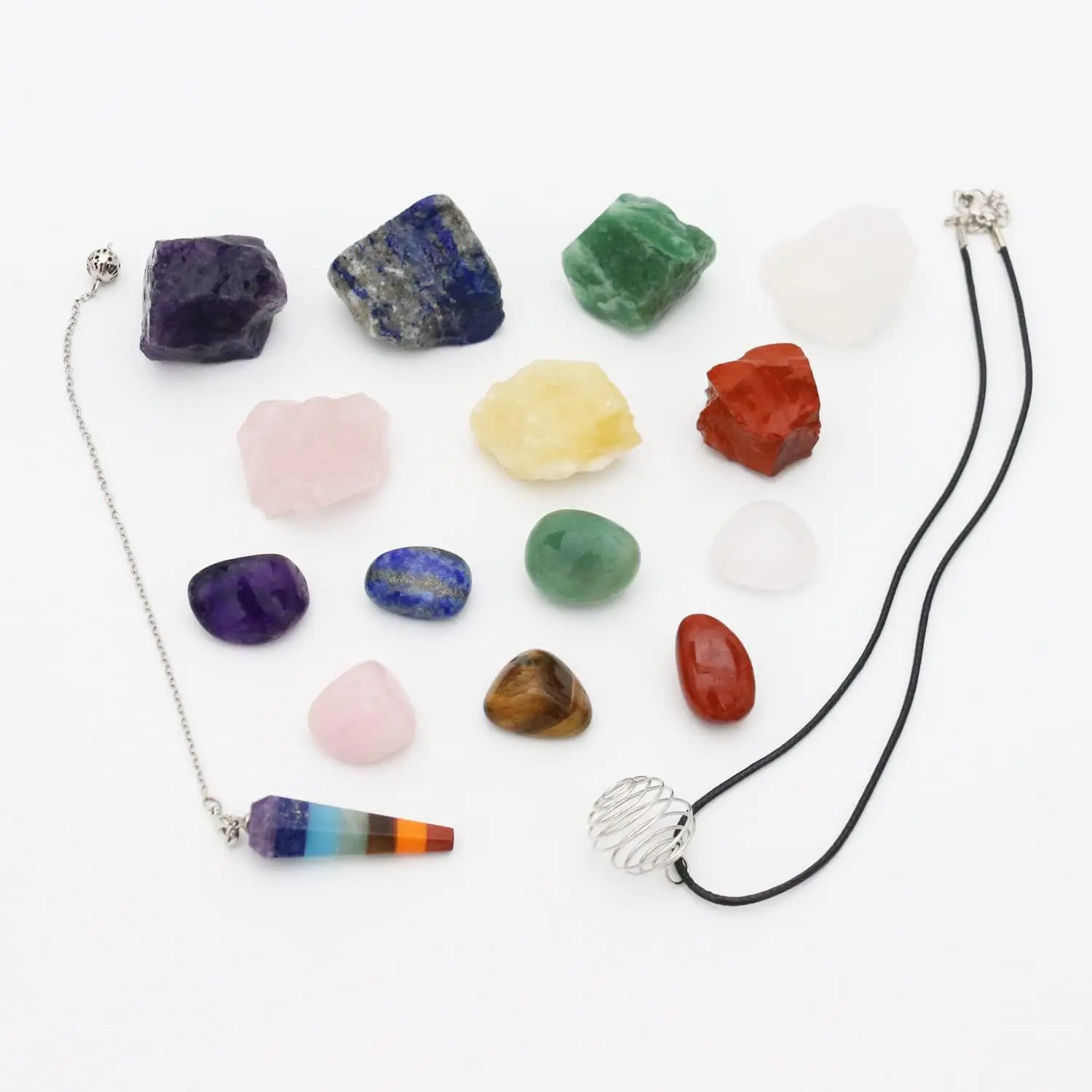 ‎Chakra stones Chakra crystal set with pendulum crystal Healing stones Spiritual items Can be given as gifts to friends