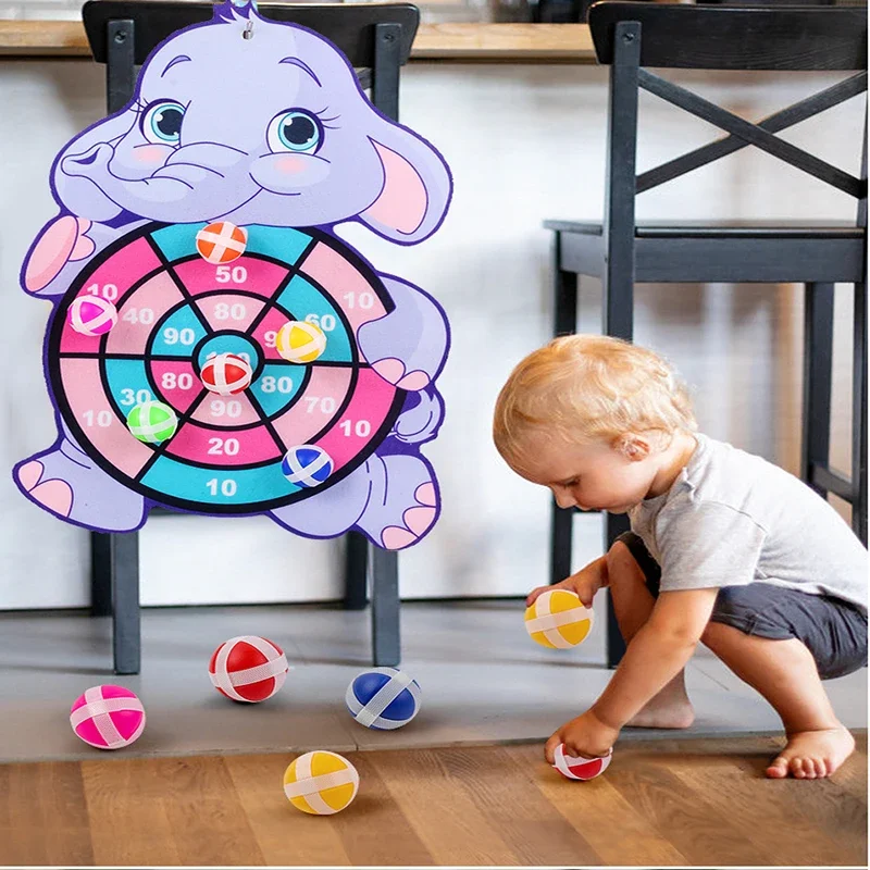 Cartoon Animals Dart Board Games for Kids Montessori Target Sports Game Toys with 3 Sticky Balls Educational Games for Children