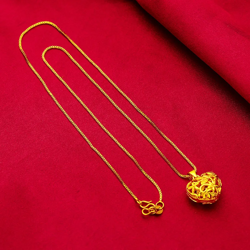 Hollow love bracelet necklace ring set for women 24K gold, AU999 dating gift romantic tools exclusive