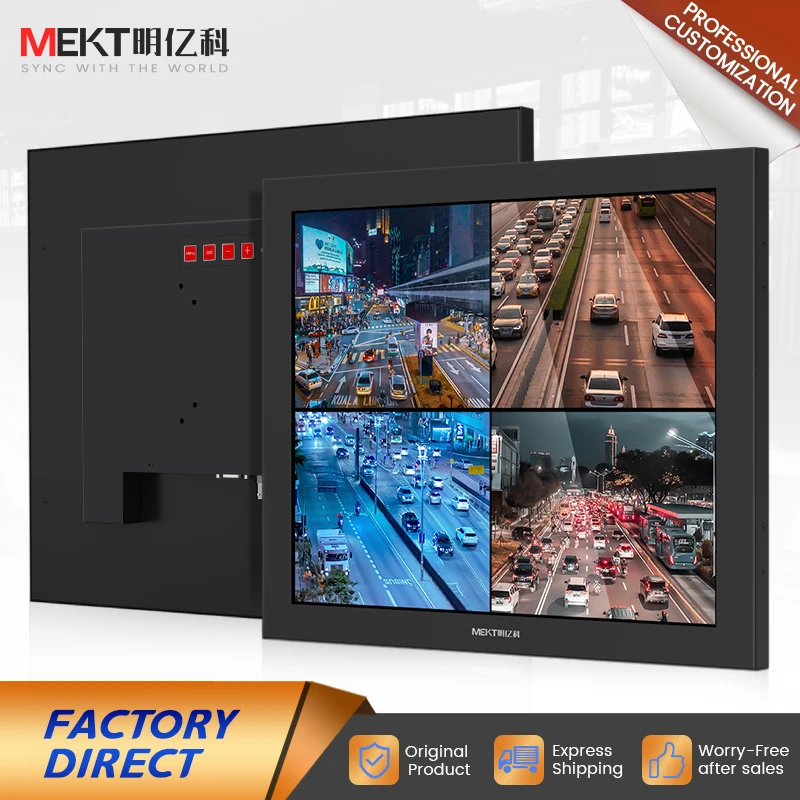 Cámara de vigilancia de seguridad de vídeo integrada con montaje en pared, Monitor LCD Industrial de 15/17/19 pulgadas, pantalla HD con USB/VGA/BNC