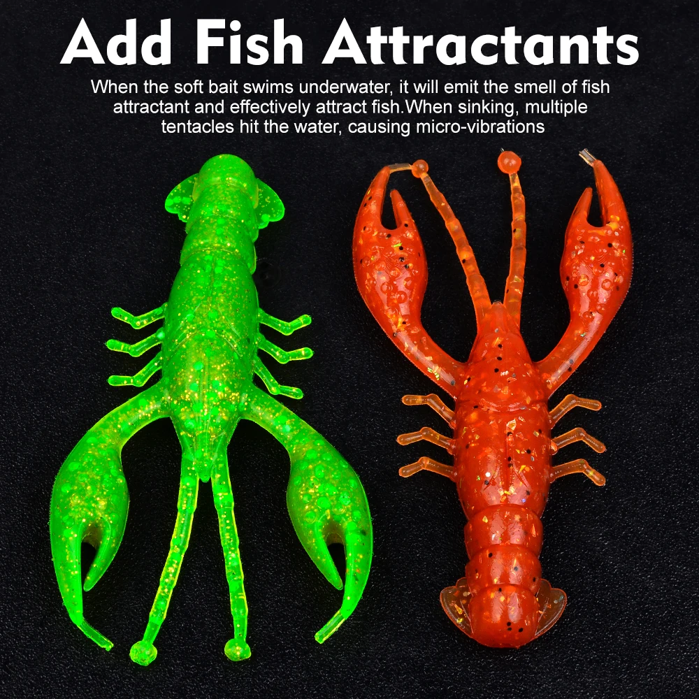 Sunlure 10PCS/Bag Crayfish Soft Bait Artificial Biomimetic Silicone Shrimp  Shaped Wobbler Bait 8CM Bass Seawater Fishing Lures - AliExpress 18