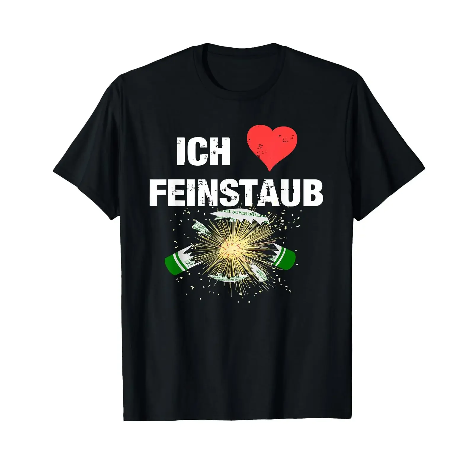 Feinstaub Liebe Feuerwerk Pyro New Year's Eve T Shirt vintage Washed homme Soft Top For Everyday Wear graphic Comfortable