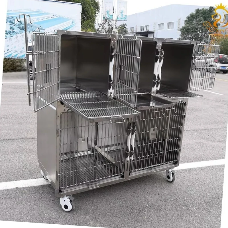 

Eurpet Veterinary Clinic Hospital Equipment: Animal Rabbit Cat Injection Cage with Dirty Tray for Pet Supplies