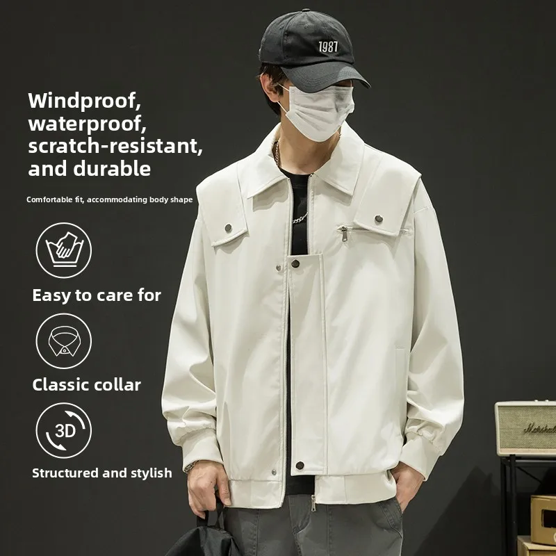 

Мужская повседневная рабочая одежда Jaet, однотонная американская свободная верхняя одежда с воротником-стойкой, осеннее новое поступление