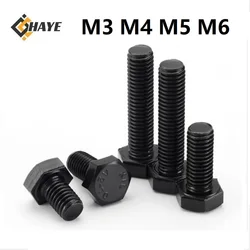 Black M3 M4 M5 M6 Hex Bolts 304 Stainless Steel Hex Head Cap Screws Full Thread 6 8 10 15 20 30 40 50 60 70 80mm Length