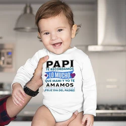 Spanish Print Baby Bodysuit Newborn Long Sleeve Jumpsut Toddler Clothes Boys Girls Dad Birthdaty Fathers Day Party Outfit Romper