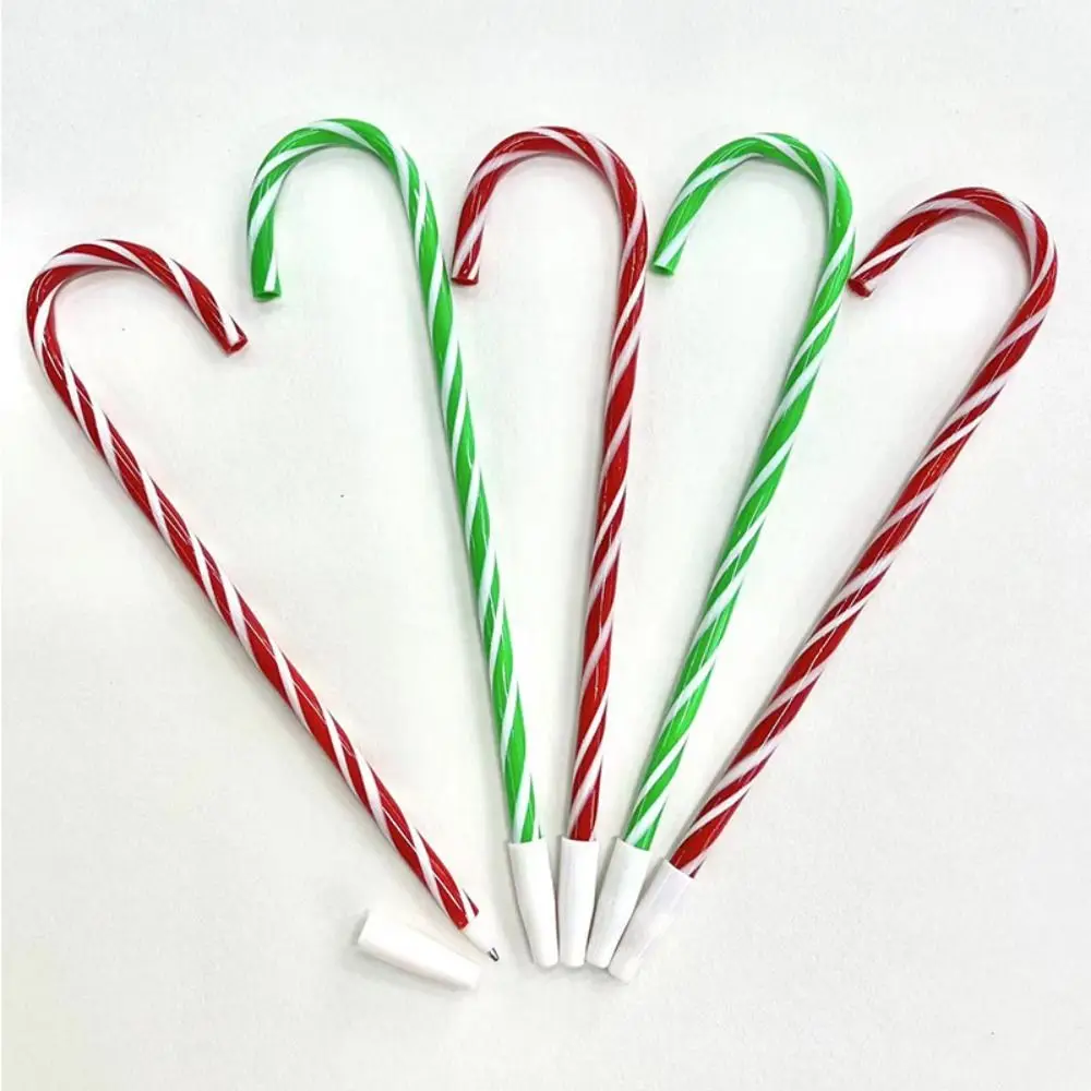 Wholesale Multi-function Christmas Cane Pen Exquisite Creative Crutch Ballpoint Pen Unique Portable Hanging Gel Pens Student