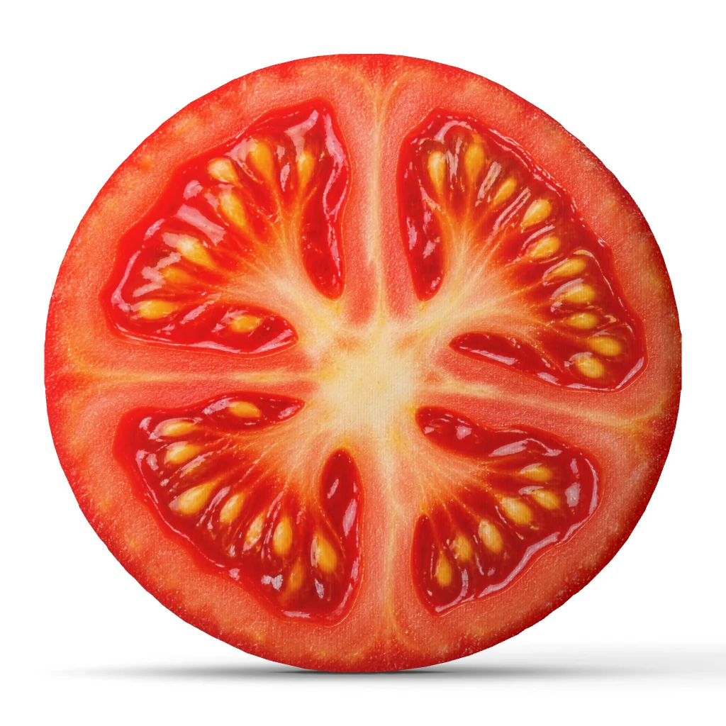 Realistic Tomato Slice Pillow Plush Food Cushion Stuffed Throw Pillow Kitchen Decor for Gardeners Foodies Playful Home Gift