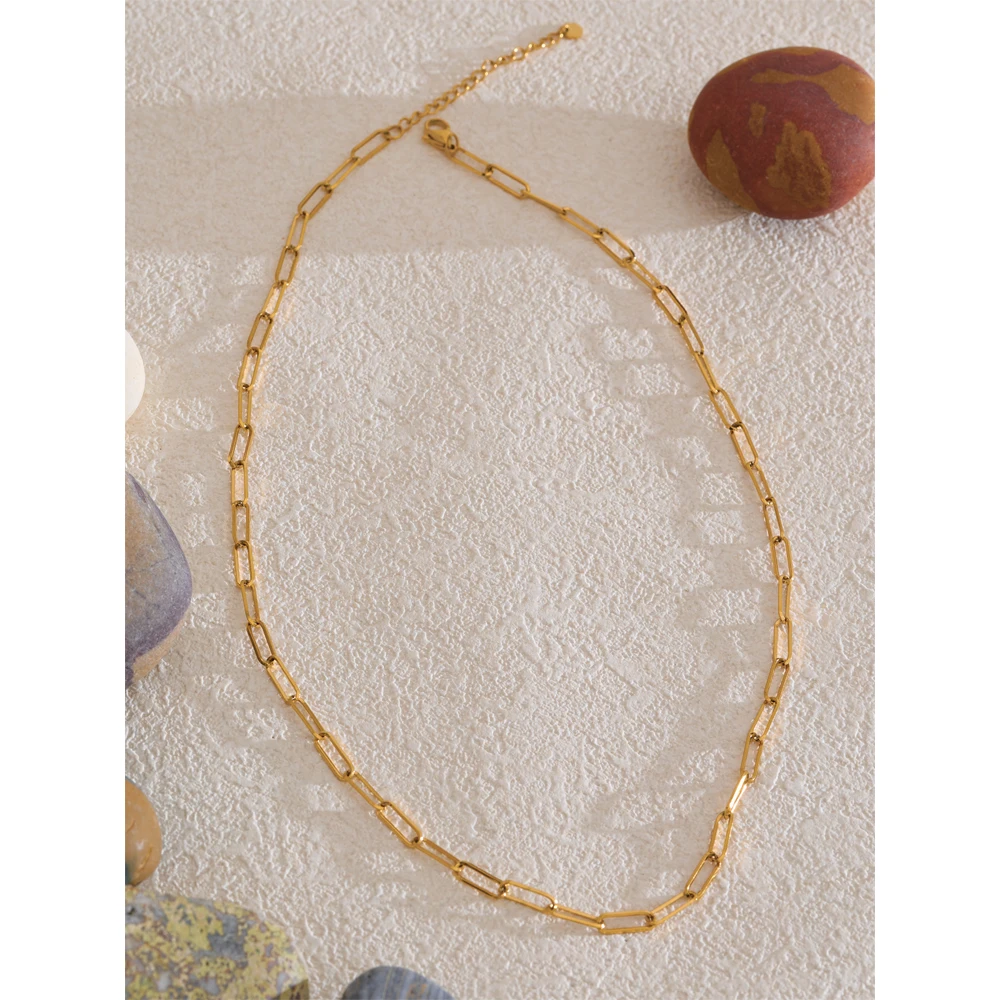 Yhpup Minimalist Stainless Steel Metal Chain Necklace Bracelet Bangle for Women 18K PVD Plated Golden Fashion Jewelry