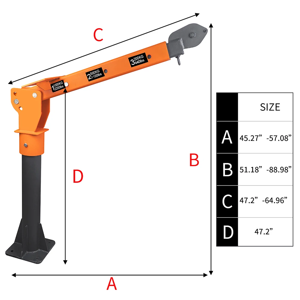 Nuova gru per camion con paranco pieghevole da 2200 libbre, con paranco elettrico 110 V, gru con gas in acciaio verniciato, forza di trazione da 120 libbre, per fabbriche, guerra