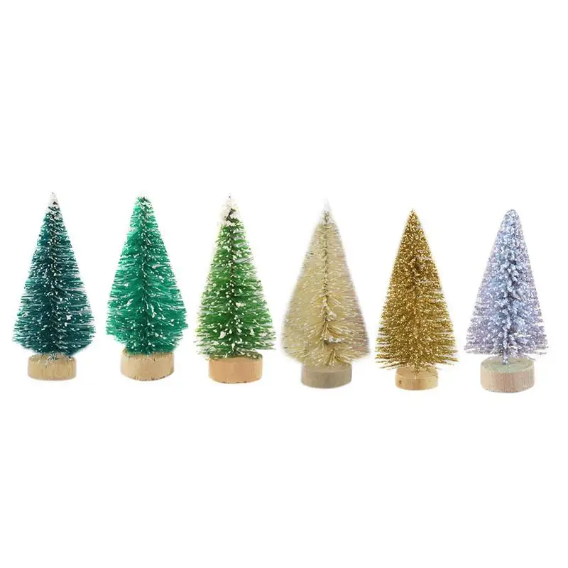 Artificial Mini Christmas Tree Blue Green White Gold Silver Sisal Silk Cedar Christmas Tree Tabletop Ornament Home Decoration