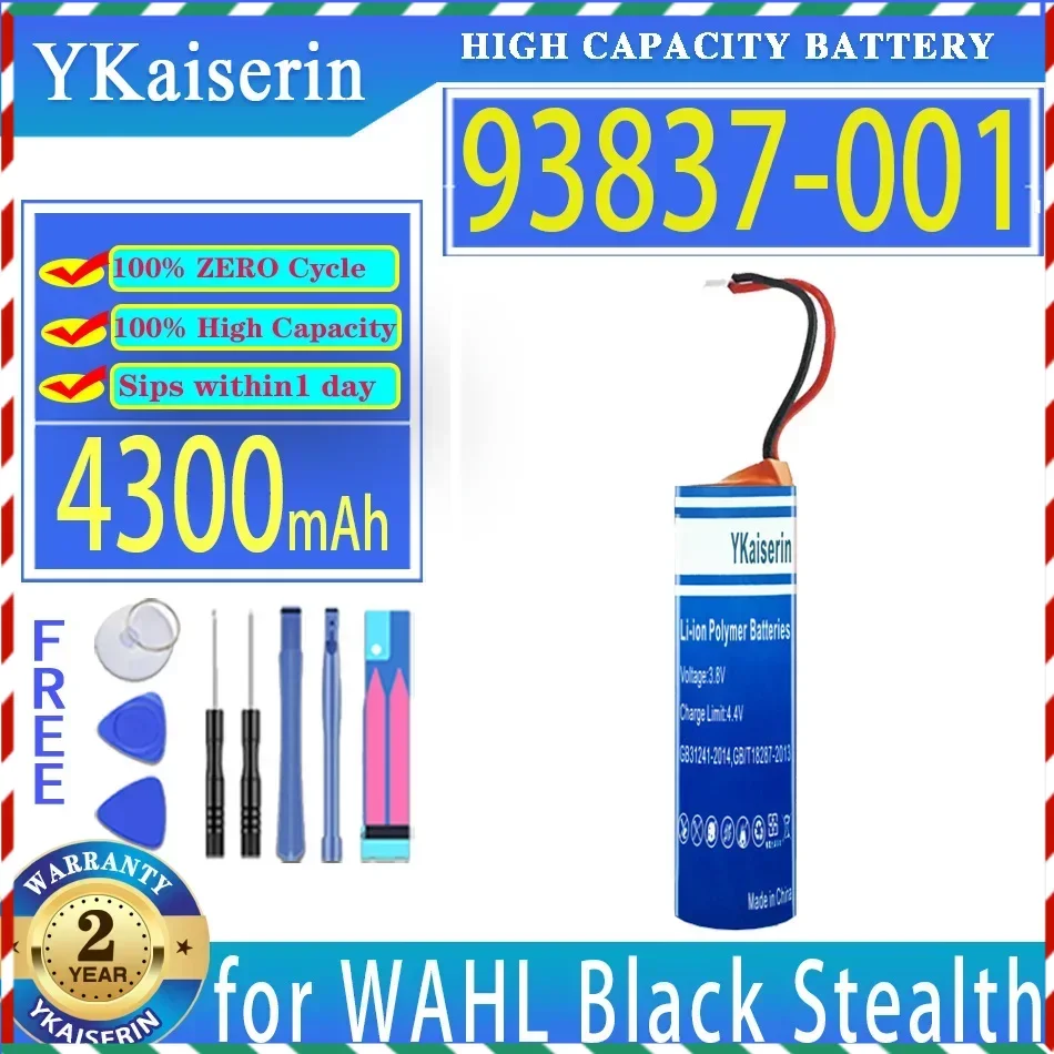 4300mAh Replacement Battery 93837-001 for WAHL Black Stealth Chrome Cordless Magic Clip Senior Sterling 4 Super Taper