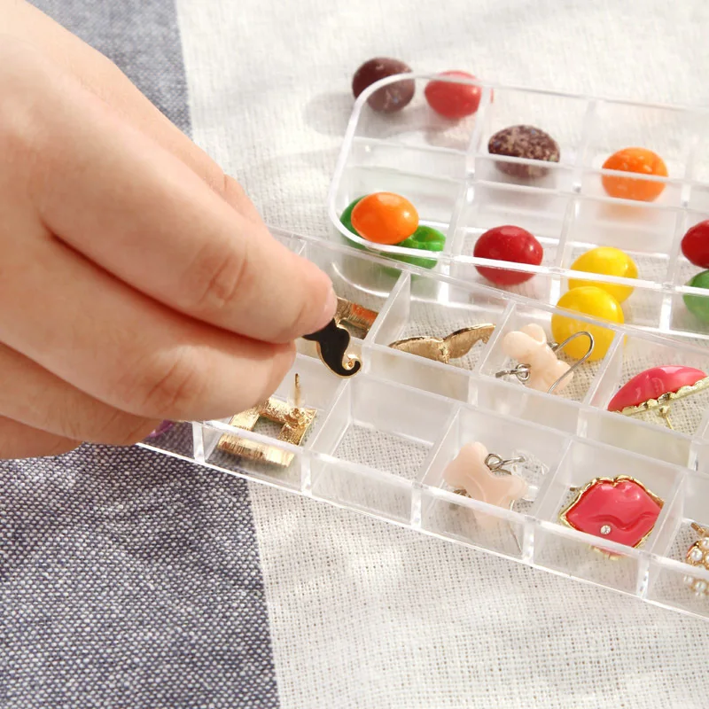 

12 Grid Transparent Storage Box Treasure Jewelry Earring Pill Box PP Plastic Containers with Lids Small Parts Accessories