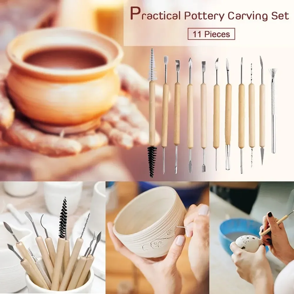 

22pcs/set Pottery Tools Wood Double-Ended Wire Cutters For Clay Repair,Clay Sculpture Carving Tool Set Ceramic Polymer carveKit