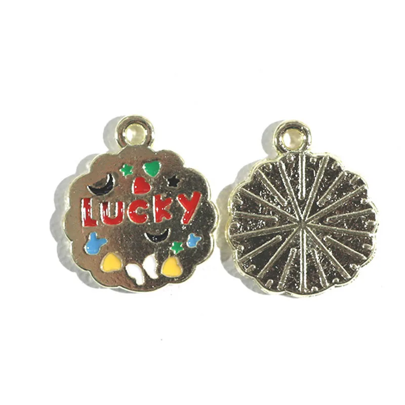 10pcs Gold Color Cloud Shape Lucky Chinese Text Metel Charms Pendants Jewelry Making Handmade Craft