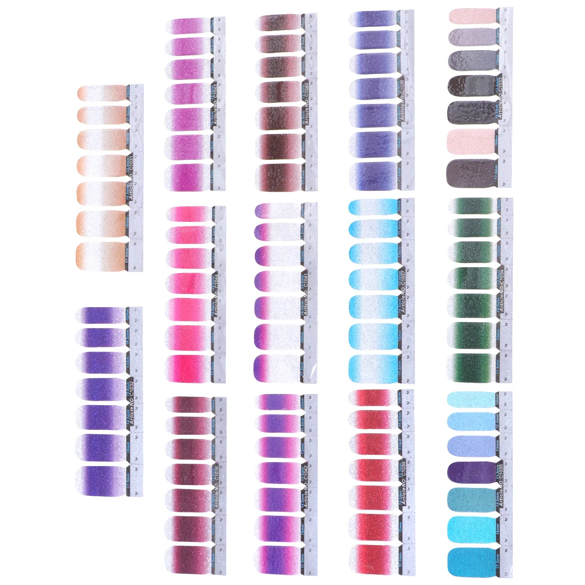 14 Uds. De pegatinas para uñas en polvo con purpurina, calcomanías artísticas de Color degradado para fiesta de moda, cumpleaños, vacaciones, pegatinas para uñas en polvo con purpurina