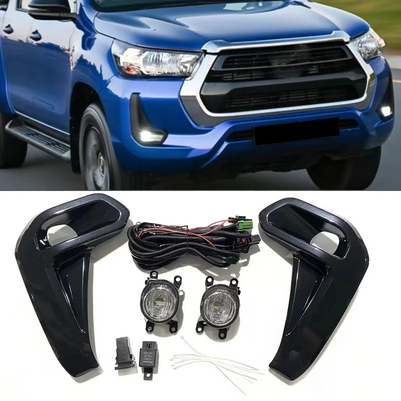 

For Toyota Hilux Revo Rocco 2020 2021 Led DRL Fog Lamp Daytime Running Light Day Bumper Driving Waterproof Wires Switch