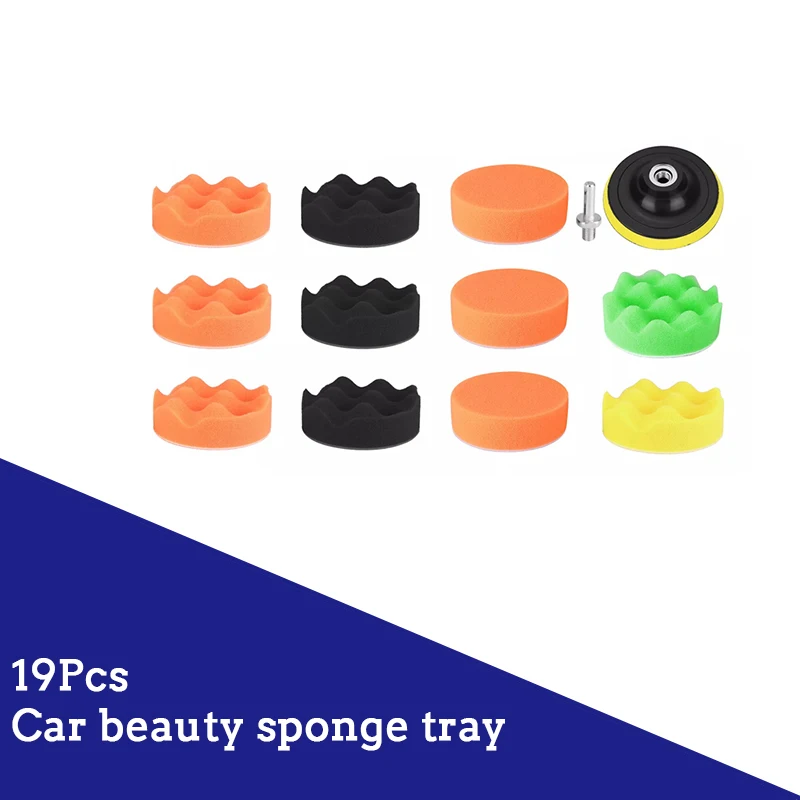 

19 шт., комплект губок для полировки автомобиля, 3 дюйма, полировальные полировальные подушечки, полировальная машина, восковая подушечка для авто мотоцикла, удаляет царапины