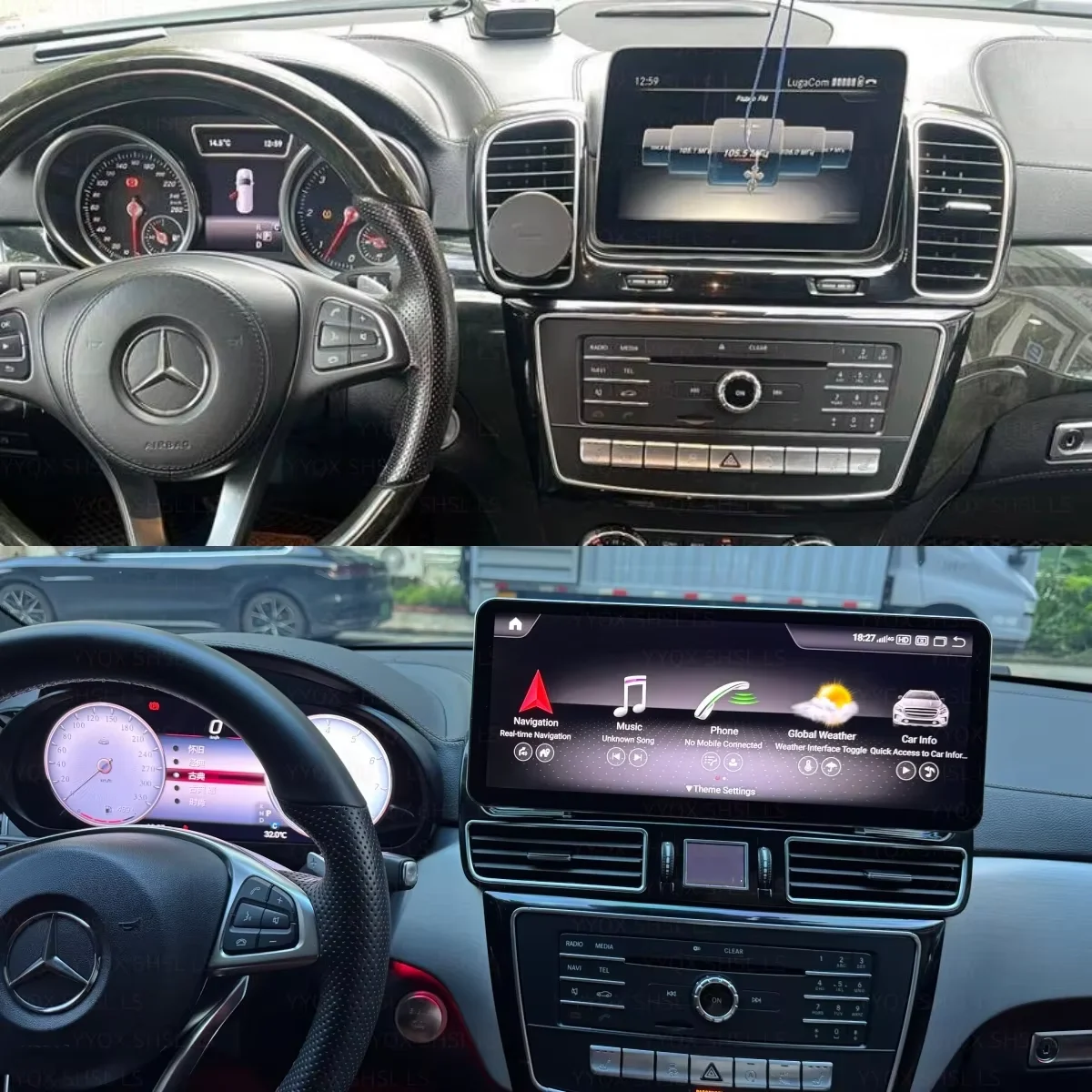 14.9inch For Mercedes Benz GLE GLS W166 X166 2012-2018 Car Radio Android 14 Car Multimedia Player Screen Wireless Carplay GPS 4G