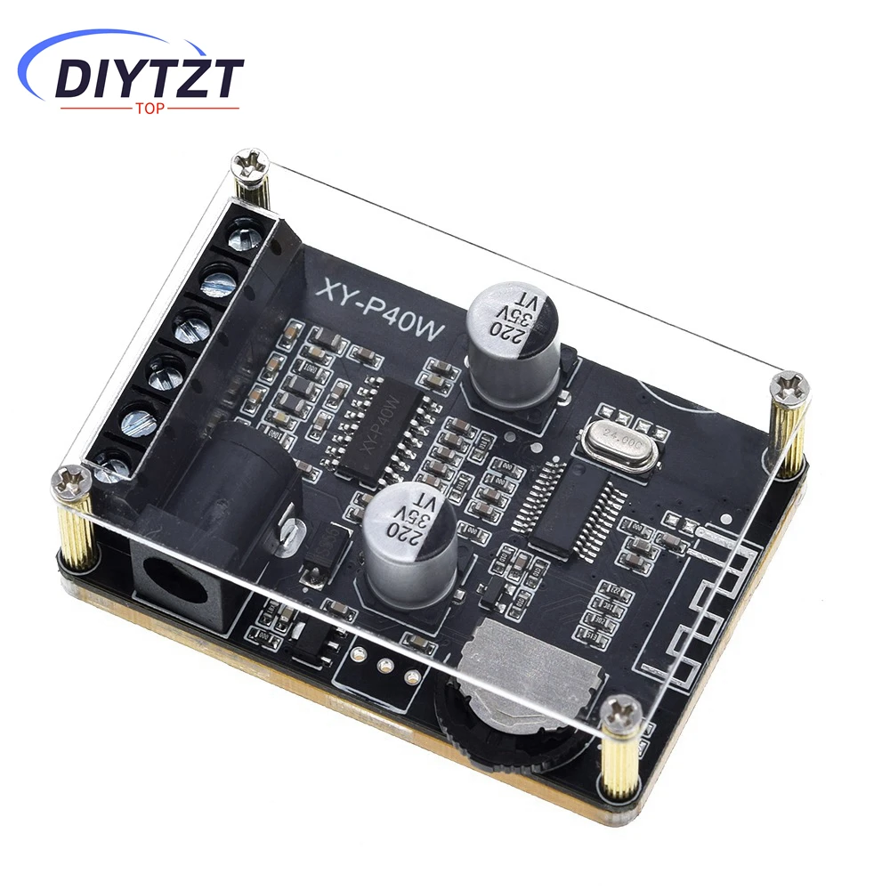 DIYTZT Bluetooth 5.0 stereo audio power amplifier board 40Wx2  Bluetooth receiver DC 12/24V supply XY-P40W