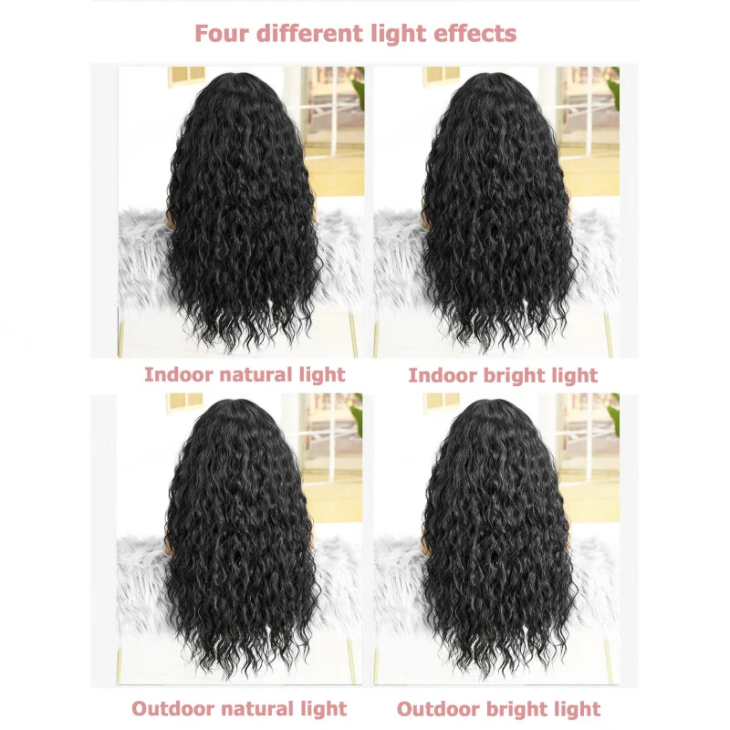 شعر مستعار كامل الرأس للنساء، تجعيد من الصوف، شعر أسود مجعد، شعر مستعار رقيق طبيعي بدون خياطة بديل للشعر الحقيقي للاستخدام اليومي #4
