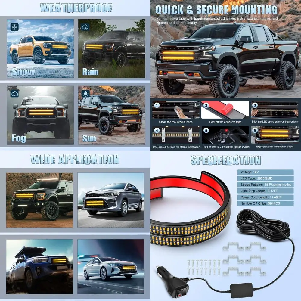 

24 Dual Truck Grille Strobe Lights with 384 Amber LEDs for Emergency Vehicle Safety