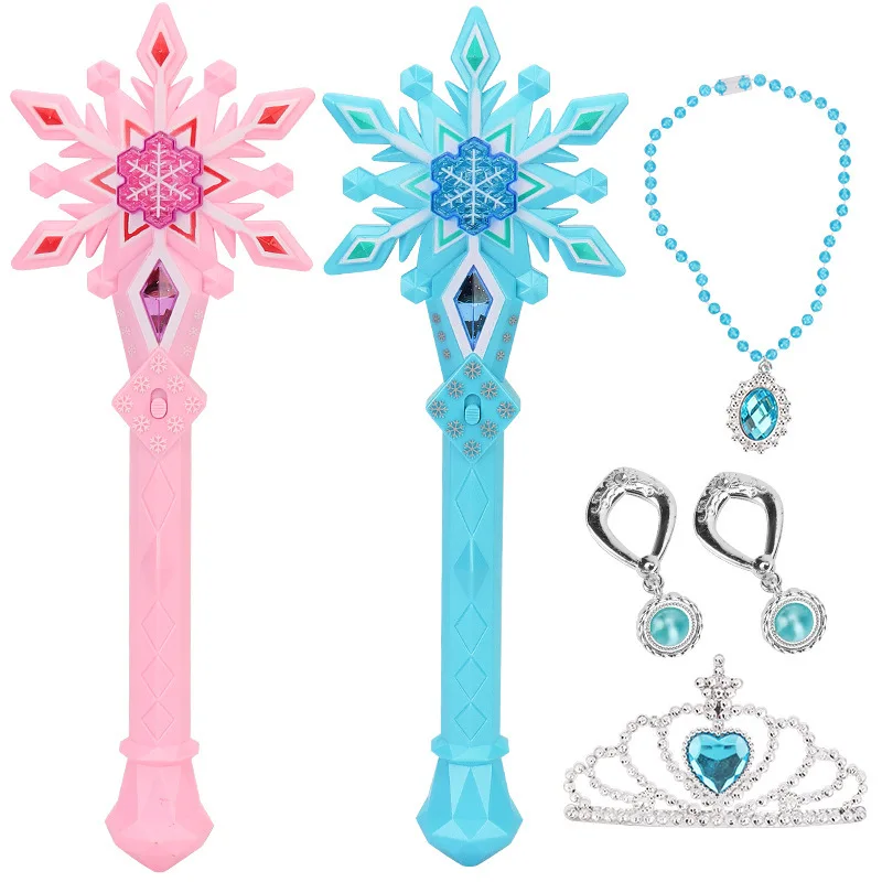 Disney Frozen Princesa Elsa Varinha Mágica e Anel Conjunto para Meninas, Crown Box, Maquiagem Brinquedos, Aniversário e Presente de Natal, Princesa Crown