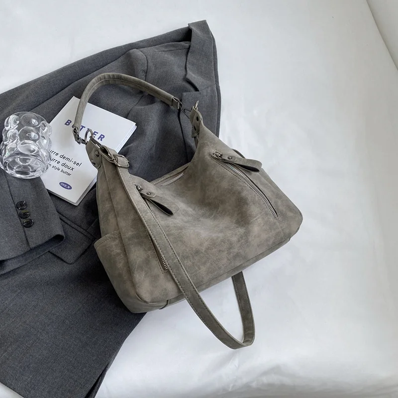 Frauen Umhängetasche Luxus Designer Schräge Quer Einzelnen Schulter Tasche Große Kapazität Handtaschen Retro Matte PU Leder Hobos – Detail 23