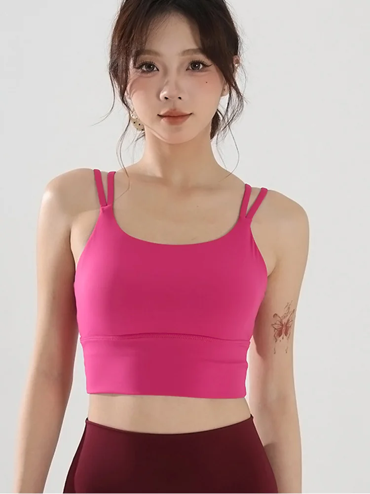 Professional Yoga Camisole Fixed Chest Mat Sports Underwear Women's Shockproof Breathable Beauty Vest Bra Running Top Gym Bra